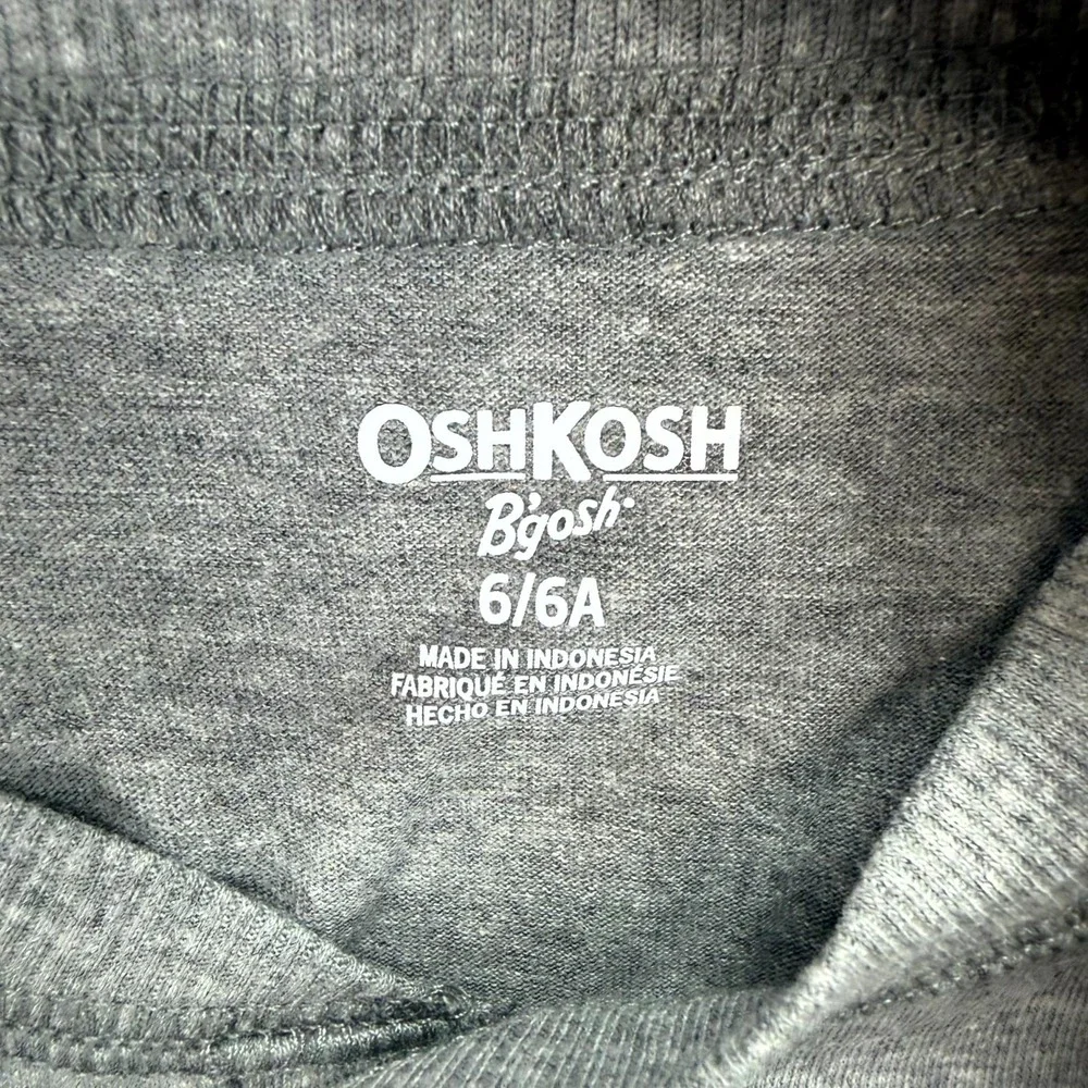Lot Of 2 OshKosh B'gosh Henley Shirt Toddler Boys 6/6A Gray Pink Cotton Pullover